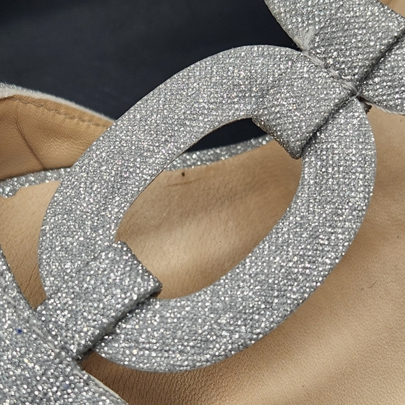 Ron White Dress Sandals 7 Silver Glitter Beverly Wedding Made Italy New $495 - Picture 7 of 15